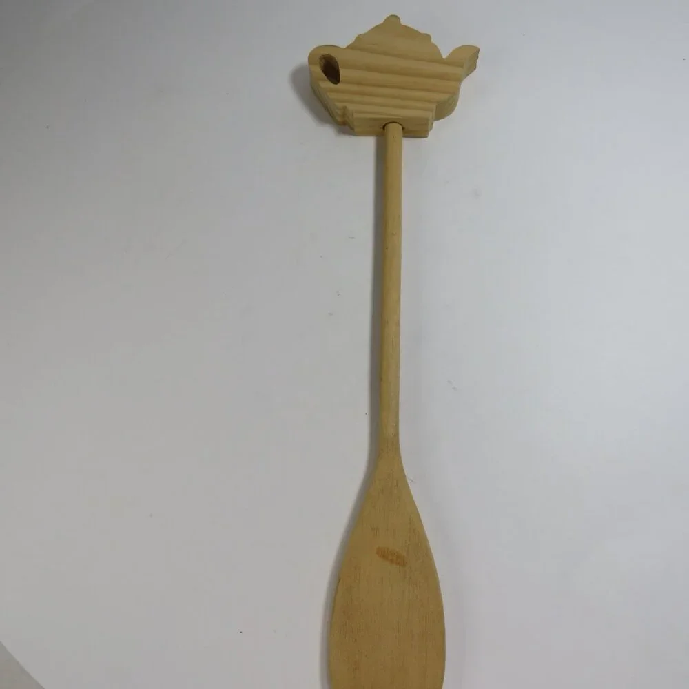 Tea Pot Wooden Spoon 1980s unfinished craft